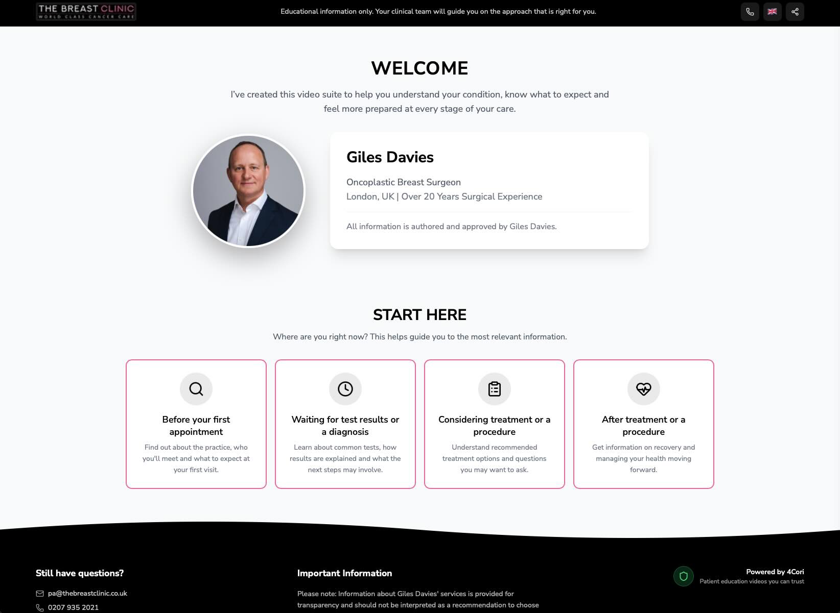4Cori Video Platform — desktop